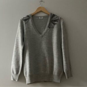 Madewell/Wallace Wool V-Neck Sweater with Rhinestone Details